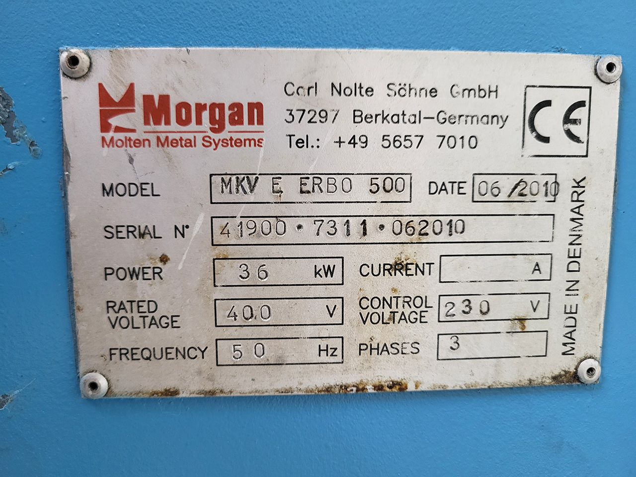 Horno de crisol Morgan Erbo 600 O1752, usado