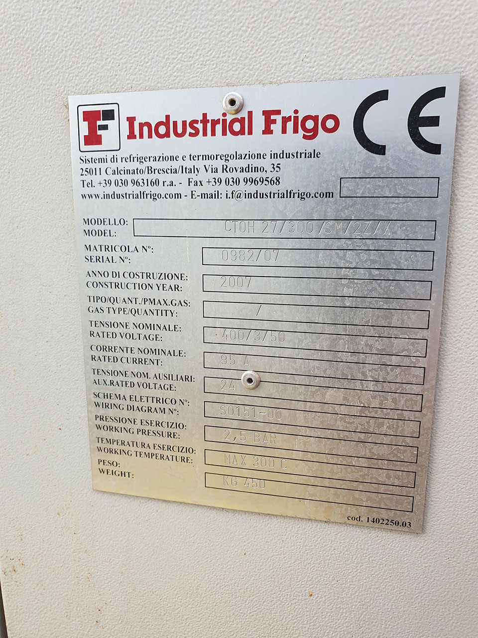 Enfriadora de aceite industrial Frigo CTOH 27/300/SM/2Z/X ZU2087